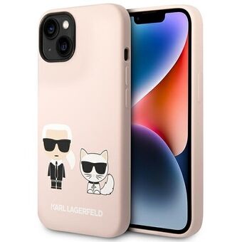 Karl Lagerfeld KLHMP14SSSKCI iPhone 14 / 15 / 13 6,1" kova kotelo vaaleanpunainen Silikoni Karl & Choupette Magsafe