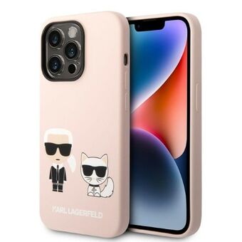 Karl Lagerfeld KLHMP14LSSKCI iPhone 14 Pro 6,1" kova kotelo vaaleanpunainen/pinkki silikoni Karl & Choupette Magsafe