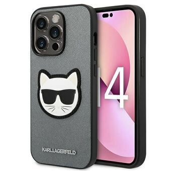 Karl Lagerfeld KLHCP14XSAPCHG iPhone 14 Pro Max 6,7" kovakotelo, hopea/hopea Saffiano Head -päämerkki