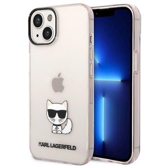 Karl Lagerfeld KLHCP14MCTTRI iPhone 14 Plus / 15 Plus 6,7" kova kotelo vaaleanpunainen/pinkki Läpinäkyvä Choupette Body