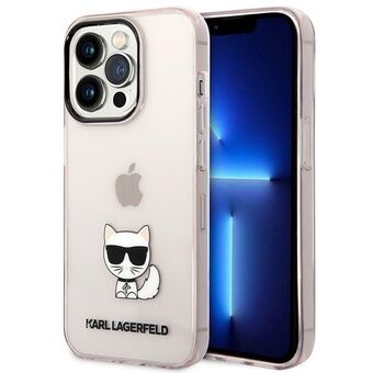 Karl Lagerfeld KLHCP14LCTTRI iPhone 14 Pro 6,1" kova kotelo vaaleanpunainen/ läpinäkyvä Choupette Body