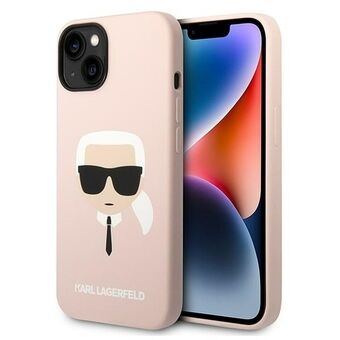 Karl Lagerfeld KLHCP14SSLKHLP iPhone 14 / 15 / 13 6,1" kova kotelo vaaleanpunainen/pinkki Silikoni Karlin Pää