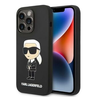 Karl Lagerfeld KLHMP14LSNIKBCK iPhone 14 Pro 6,1" kova kotelo musta/musta Silikoni Ikonik Magsafe