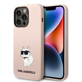 Karl Lagerfeld KLHCP14LSNCHBCP iPhone 14 Pro 6,1" kova kotelo pinkki/vaaleanpunainen silikonikupu