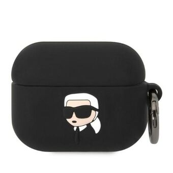 Karl Lagerfeld KLAPRUNIKK AirPods Pro -suojakotelo musta/silicone Karl Head 3D