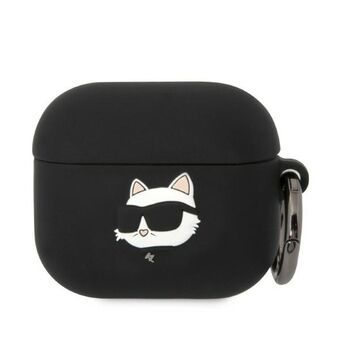 Karl Lagerfeld KLA3RUNCHK AirPods 3 -kotelo, musta silikoni Choupette-pää 3D