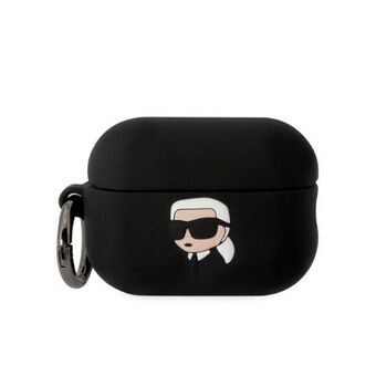 Karl Lagerfeld KLAP2RUNIKK AirPods Pro 2 (2022/2023) kansi czarny/musta silikonista valmistettu Karl-pää 3D