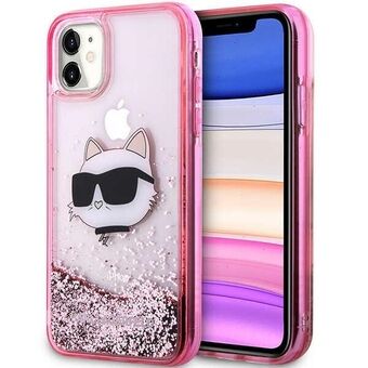 Karl Lagerfeld KLHCN61LNCHCP iPhone 11/ XR vaaleanpunainen kovakuorinen Glitter Choupette Head