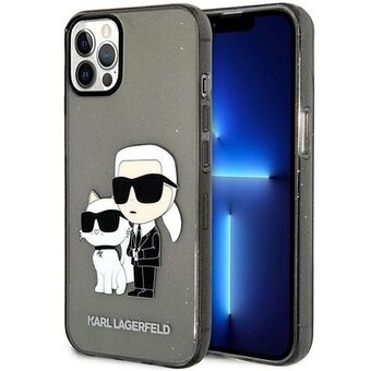 Karl Lagerfeld KLHCP12MHNKCTGK iPhone 12 / 12 Pro 6,1" musta/black kova kotelo Gliter Karl&Choupette