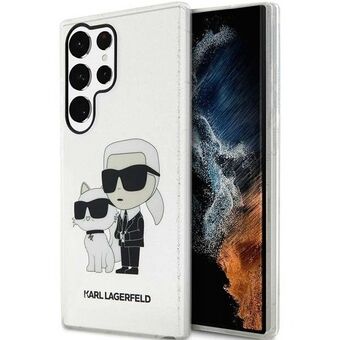 Karl Lagerfeld KLHCS23LHNKCTGT S23 Ultra S918 läpinäkyvä kova kotelo Glitter Karl&Choupette