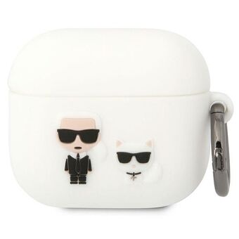 Karl Lagerfeld KLACA3SILKCW AirPods 3 -suojakuori, valkoinen. Silikoni. Karl & Choupette.