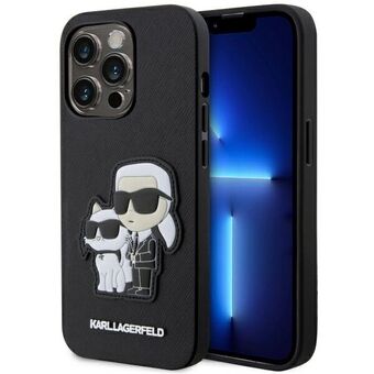 Karl Lagerfeld KLHCP14LSANKCPK iPhone 14 Pro 6,1" kova kotelo musta/musta Saffiano Karl & Choupette