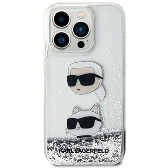 Karl Lagerfeld KLHCP14XLDHKCNS iPhone 14 Pro Max 6,7" hopea/hopea kova kotelo Liquid Glitter Karl & Choupette Heads