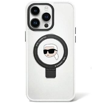 Karl Lagerfeld KLHMP15SHMRSKHH iPhone 15 6.1" valkoinen kovakotelo Karl-pää magneettisella Ring Stand -ominaisuudella.