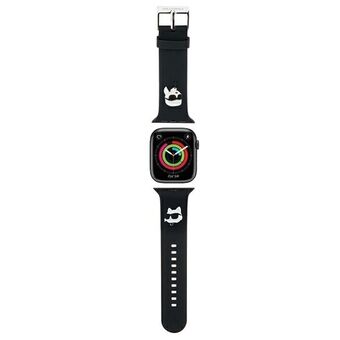 Karl Lagerfeld Pasek KLAWMSLKCNK Apple Watch 38/40/41mm musta hihna 3D-kumia Karl&Choupette -päät