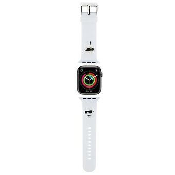 Karl Lagerfeld Pasek KLAWLSLKCNH Apple Watch 42/44/45/49mm valkoinen/valkoinen hihna 3D kumi Karl&Choupette -päät