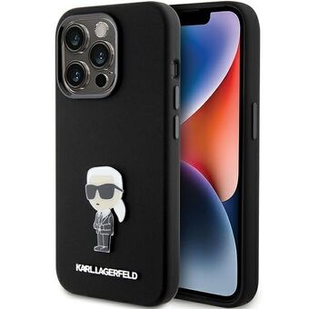 Karl Lagerfeld KLHCP15LSMHKNPK iPhone 15 Pro 6.1" musta/black Silikoni Ikonik Metal Pin