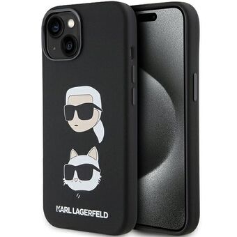 Karl Lagerfeld KLHCP15SSDHKCNK iPhone 15 / 14 / 13 6.1" musta Silicone Karl&Choupette pää