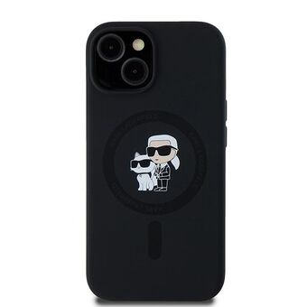 Karl Lagerfeld KLHMN61SCMKCRHK iPhone 11 / Xr 6.1" musta kova suojus silikonia Karl & Choupette MagSafe