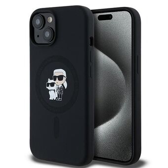 Karl Lagerfeld KLHMP15SSCMKCRHK iPhone 15 / 14 / 13 6.1" musta kova kotelo Silicone Karl & Choupette MagSafe