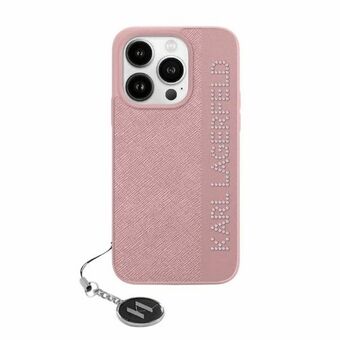 Karl Lagerfeld KLHCP15LPSAKDGCP iPhone 15 Pro 6.1" pinkki kotelointi Saffiano-rhinestones ja koriste