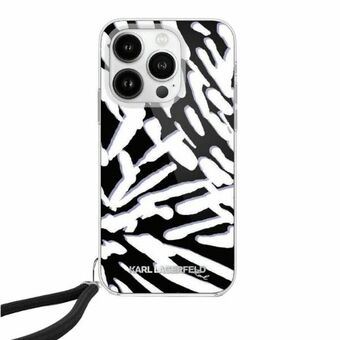 Karl Lagerfeld KLHCP15LHZBPKCCK iPhone 15 Pro 6.1" musta kovakuori IML-zebrakuvio ja nauha