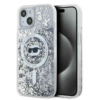 Karl Lagerfeld KLHMP13MLGCHSGH iPhone 13 6.1" kovakuori läpinäkyvä Liquid Glitter Choupette-pää Magsafe