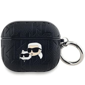 Karl Lagerfeld KLA3PGKCPK AirPods 3 -suojus, musta Monogram Karl & Choupette -pää