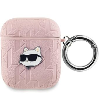 Karl Lagerfeld KLA2PGCHPP AirPods 1/2 suojakuori, vaaleanpunainen Monogram Choupette-kuvio pää.