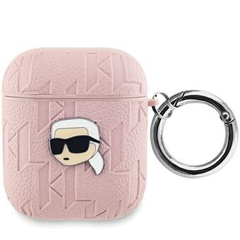 Karl Lagerfeld KLA2PGKIPP AirPods 1/2 suojakuori, vaaleanpunainen Monogram Karl Head