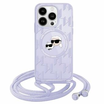 Karl Lagerfeld KLHMP15LHCKCKLCU iPhone 15 Pro 6.1" violetti/purppura suojakuori IML Crossbody monogrammi Karl & Choupette -pää MagSafe