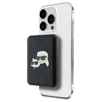 Karl Lagerfeld Powerbank indukcyjny KLPB5FPGKSKCHK 15W 5000mAh musta/black Karl&Choupette Head Pin MagSafe