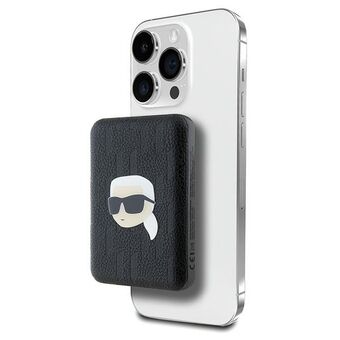 Karl Lagerfeld Induktiivinen Powerbank KLPB5FPGKSKIHK 15W 5000mAh musta/black Karl Head Pin MagSafe