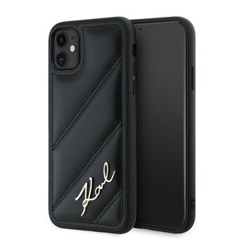 Karl Lagerfeld KLHCN61PQDSMGK iPhone 11 / Xr 6.1" musta kovakotelo Diagonal Quilted Script