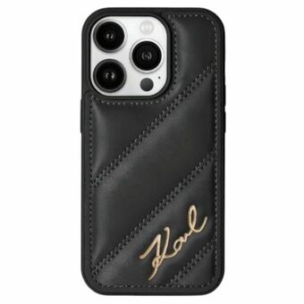 Karl Lagerfeld KLHCP13MPQDSMGK iPhone 13 6,1" musta kovakotelo Diagonal Quilted Script