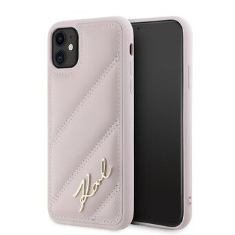 Karl Lagerfeld KLHCN61PQDSMGP iPhone 11 / Xr 6.1" pinkki kovakotelo Viistosti tikattu Skripti