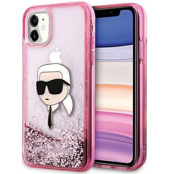 Karl Lagerfeld KLHCN61LNKHCP iPhone 11/ XR vaaleanpunainen/pinkki kovakotelo Kimalteleva Karl Head