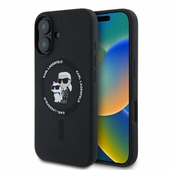 Karl Lagerfeld KLHMP16SSCMKCRHK iPhone 16 6.1" musta/black kovakotelo Silikoni KC Heads Ring MagSafe