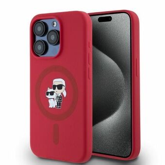 Karl Lagerfeld KLHMP15LSCMKCRHR iPhone 15 Pro 6.1" punainen/red hardcase Silicone KC Heads Ring MagSafe