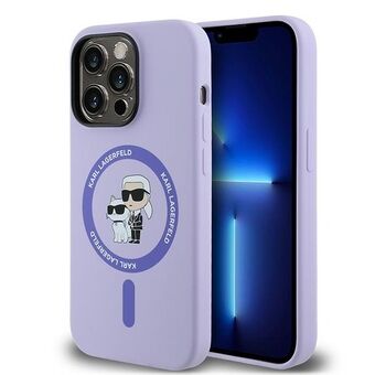 Karl Lagerfeld KLHMP14LSCMKCRHU iPhone 14 Pro 6.1" violetti/purple kova suojakotelo Silikoni Karl&Choupette Heads -rengas MagSafe