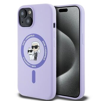 Karl Lagerfeld KLHMP15SSCMKCRHU iPhone 15 6.1" violetti/purple kovakotelo Silikoni Karl&Choupette Heads Rengas MagSafe