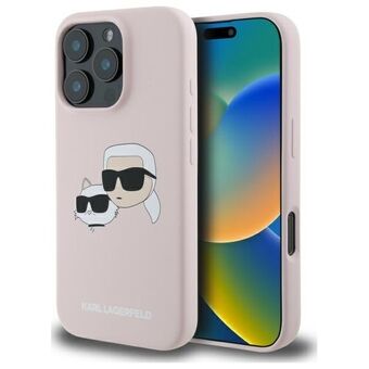 Karl Lagerfeld KLHMP16LSKCHPPLP iPhone 16 Pro 6.3" vaaleanpunainen/pinkki kovakotelo Silikoni Double Heads Print MagSafe