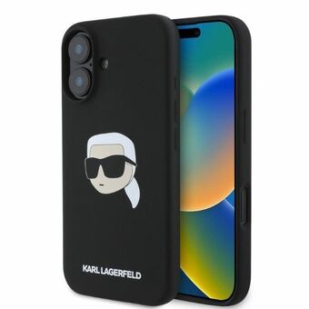 Karl Lagerfeld KLHMP16SSKHPPLK iPhone 16 6.1" musta/black kovakotelo Silikoni Karl Head Print MagSafe