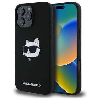 Karl Lagerfeld KLHMP16LSCHPPLK iPhone 16 Pro 6.3" musta/black kova silikonikotelo Choupette Head Print MagSafe