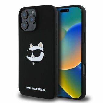 Karl Lagerfeld KLHMP16XSCHPPLK iPhone 16 Pro Max 6.9" musta kovakotelo Silikoni Choupette Head Print MagSafe