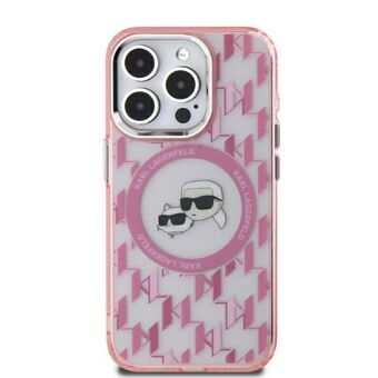 Karl Lagerfeld KLHMP15SHMCKMHP iPhone 15 6.1" vaaleanpunainen/pinkki IML Monogram Karl&Choupette Head MagSafe