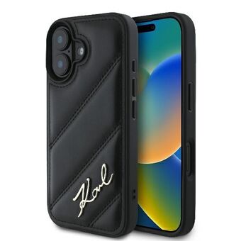 Karl Lagerfeld KLHCP16SPQDSMGK iPhone 16 6.1" musta/black kova suojakuori Quiltattu Signature