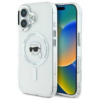 Karl Lagerfeld KLHMP16SHLSKIH iPhone 16 6.1" valkoinen/white kovakotelo IML Metallinen Karl Head MagSafe