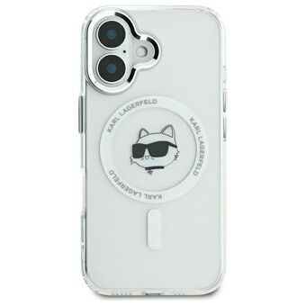 Karl Lagerfeld KLHMP16LHLSCHH iPhone 16 Pro 6,3" valkoinen/white hardcase IML Metal Choupette Head MagSafe