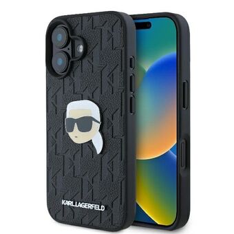 Karl Lagerfeld KLHCP16SPGKLKIPK iPhone 16 6.1" musta/black kova kotelo Monogram Karl Head Pin